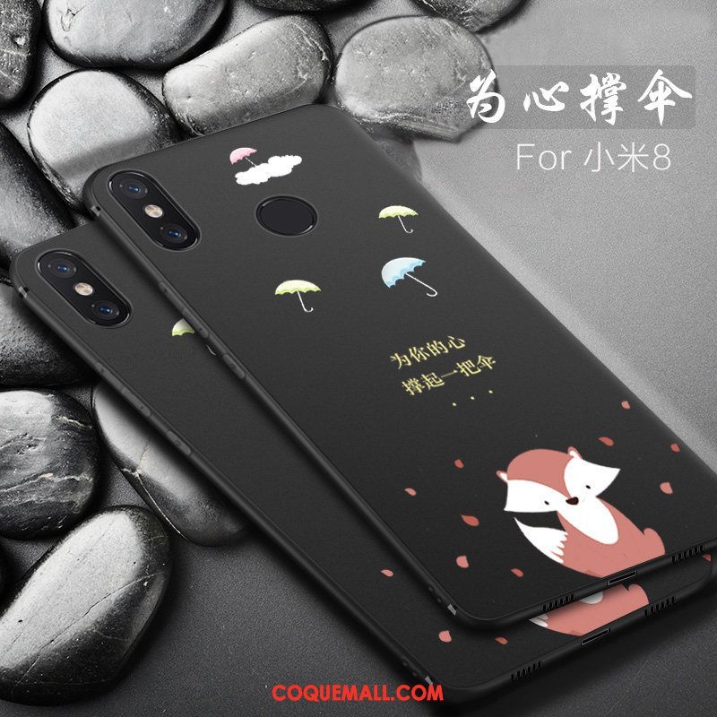 Étui Xiaomi Mi 8 Créatif Incassable Simple, Coque Xiaomi Mi 8 Noir Fluide Doux Beige