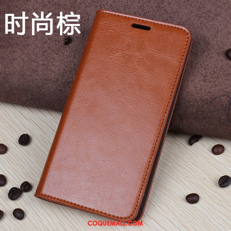 Étui Xiaomi Mi 8 Cuir Cuir Véritable Protection, Coque Xiaomi Mi 8 Carte Incassable Beige Braun