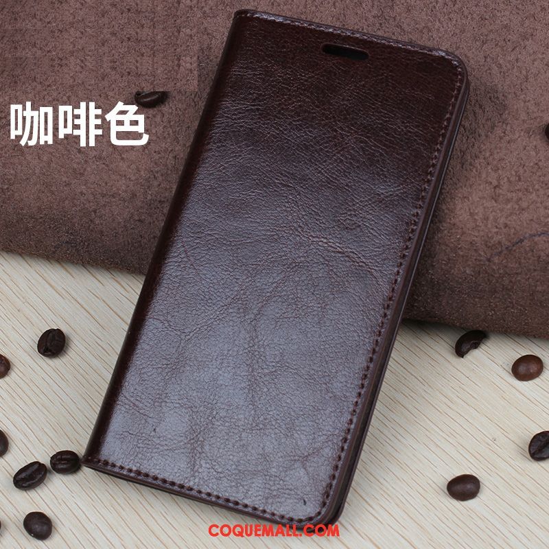 Étui Xiaomi Mi 8 Cuir Cuir Véritable Protection, Coque Xiaomi Mi 8 Carte Incassable Beige Braun