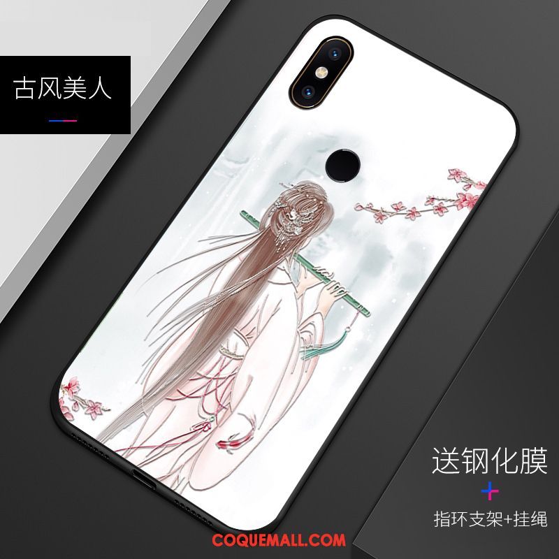 Étui Xiaomi Mi 8 Délavé En Daim Gaufrage Motif, Coque Xiaomi Mi 8 Téléphone Portable Silicone Beige