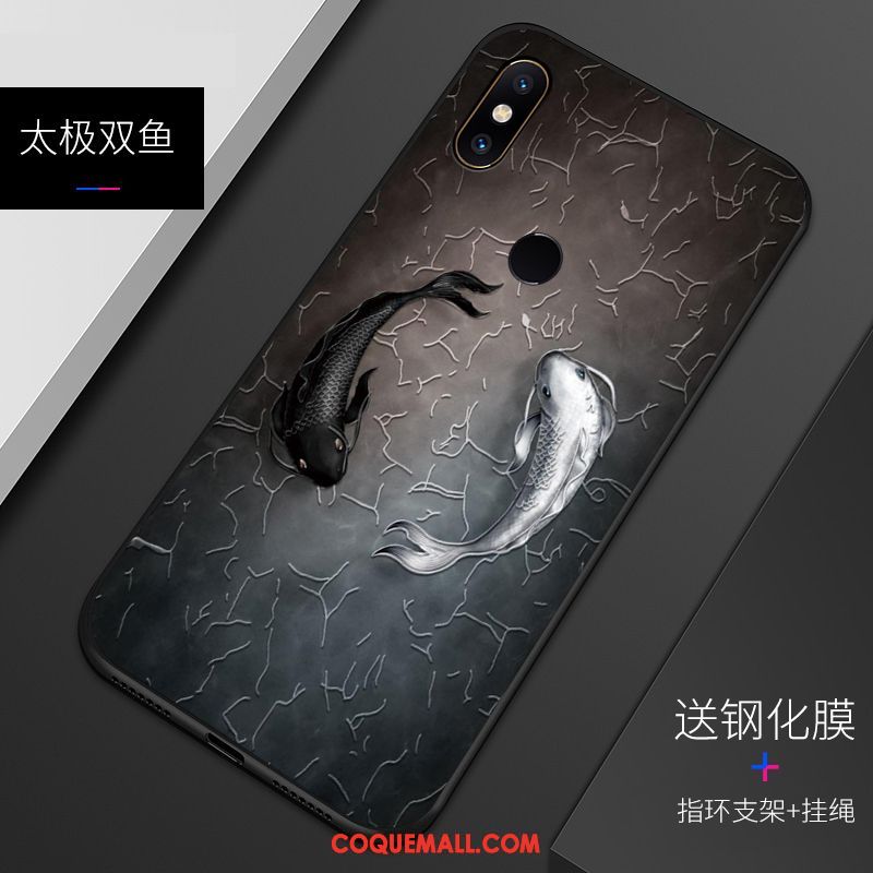 Étui Xiaomi Mi 8 Délavé En Daim Gaufrage Motif, Coque Xiaomi Mi 8 Téléphone Portable Silicone Beige