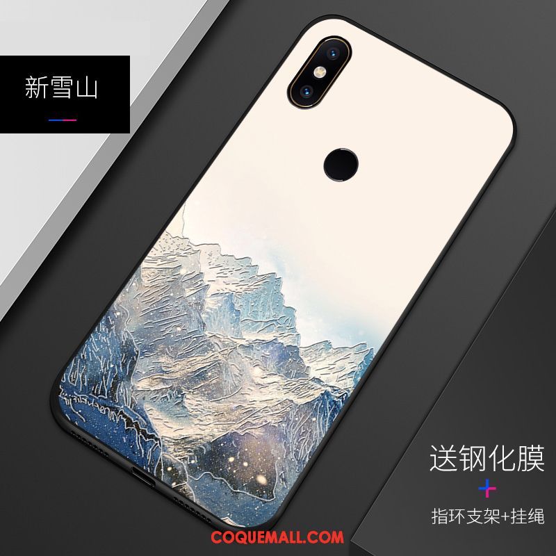 Étui Xiaomi Mi 8 Délavé En Daim Gaufrage Motif, Coque Xiaomi Mi 8 Téléphone Portable Silicone Beige