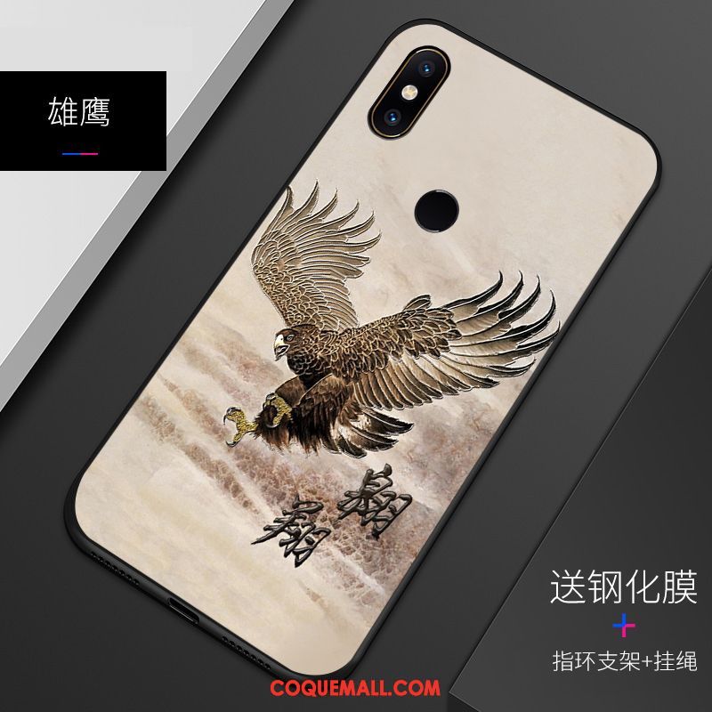 Étui Xiaomi Mi 8 Délavé En Daim Gaufrage Motif, Coque Xiaomi Mi 8 Téléphone Portable Silicone Beige