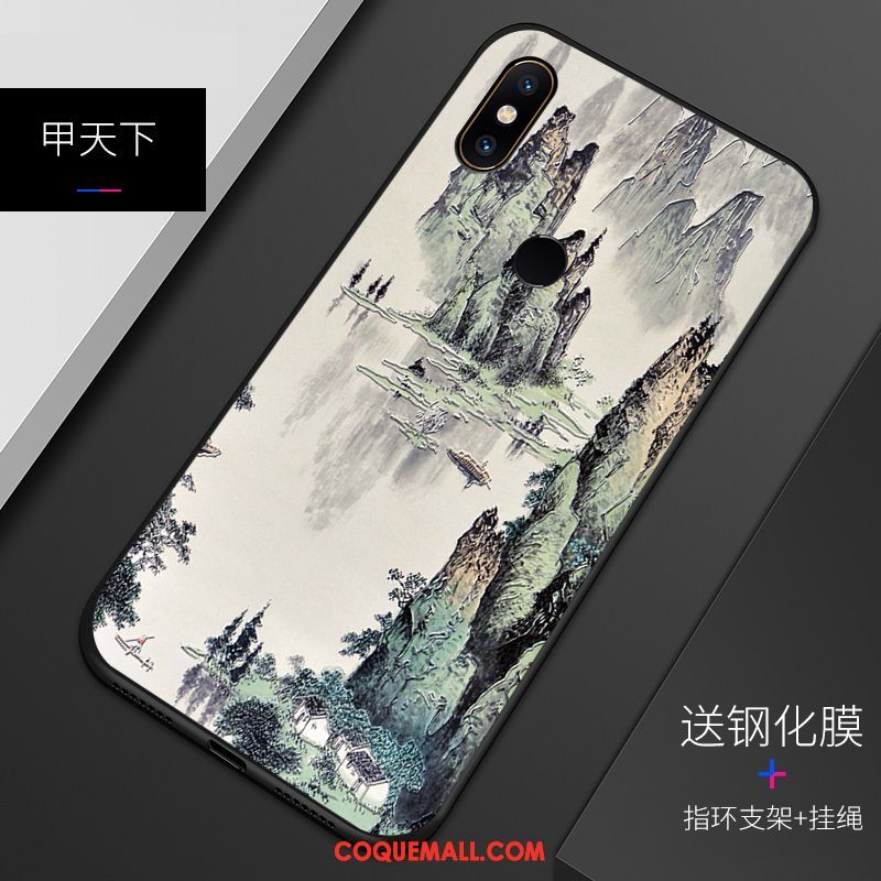 Étui Xiaomi Mi 8 Délavé En Daim Gaufrage Motif, Coque Xiaomi Mi 8 Téléphone Portable Silicone Beige