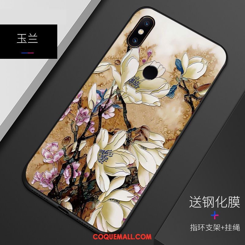 Étui Xiaomi Mi 8 Délavé En Daim Gaufrage Motif, Coque Xiaomi Mi 8 Téléphone Portable Silicone Beige