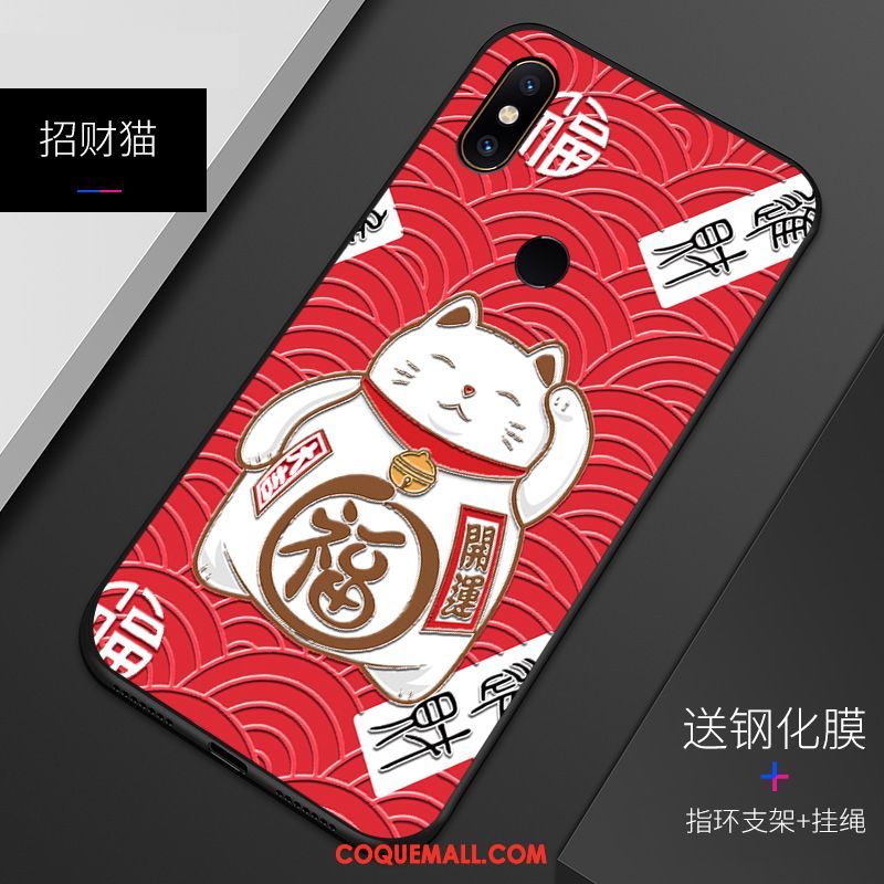 Étui Xiaomi Mi 8 Délavé En Daim Gaufrage Motif, Coque Xiaomi Mi 8 Téléphone Portable Silicone Beige