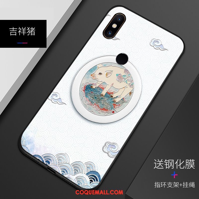 Étui Xiaomi Mi 8 Délavé En Daim Gaufrage Motif, Coque Xiaomi Mi 8 Téléphone Portable Silicone Beige