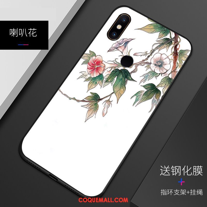 Étui Xiaomi Mi 8 Délavé En Daim Gaufrage Motif, Coque Xiaomi Mi 8 Téléphone Portable Silicone Beige