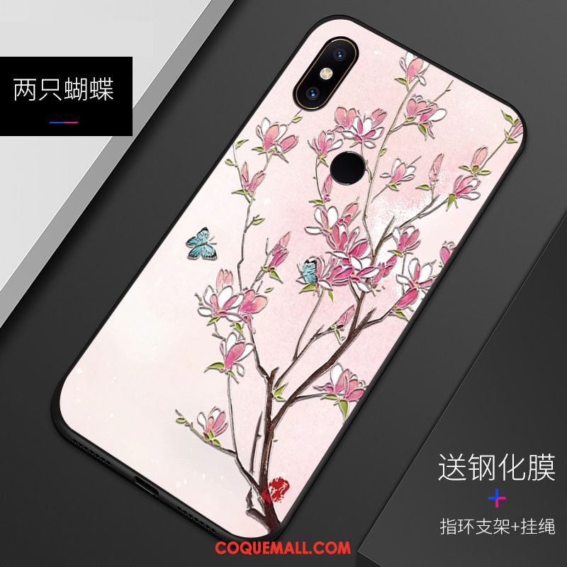 Étui Xiaomi Mi 8 Délavé En Daim Gaufrage Motif, Coque Xiaomi Mi 8 Téléphone Portable Silicone Beige