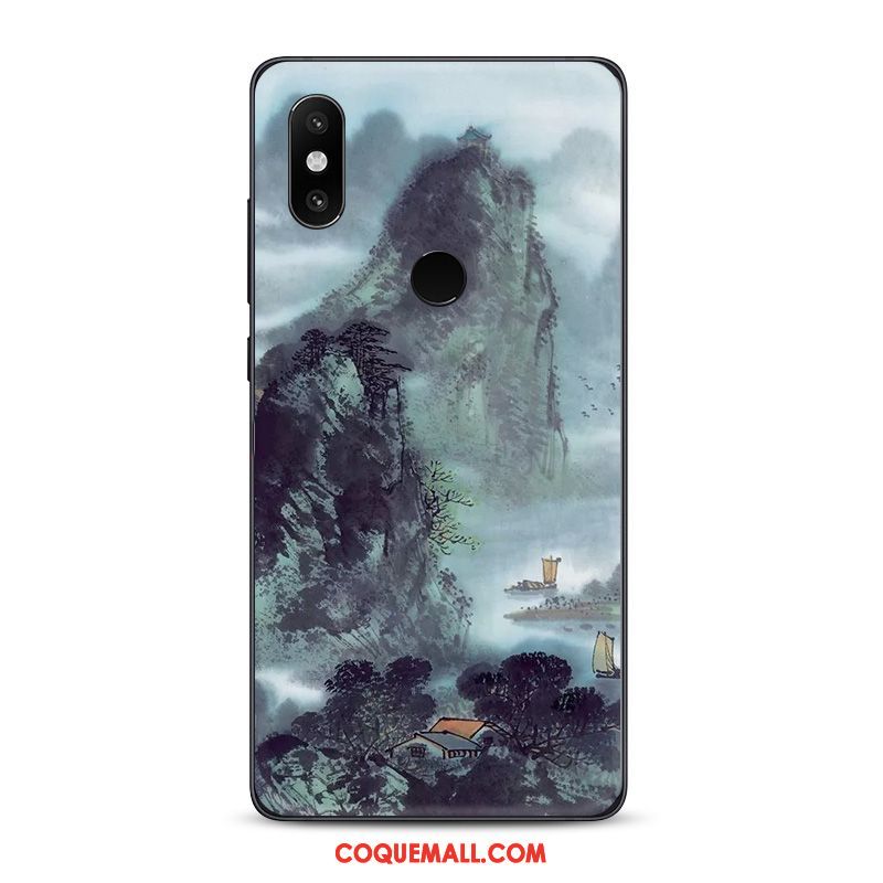 Étui Xiaomi Mi 8 Encre Tendance Téléphone Portable, Coque Xiaomi Mi 8 Style Chinois Fluide Doux Beige