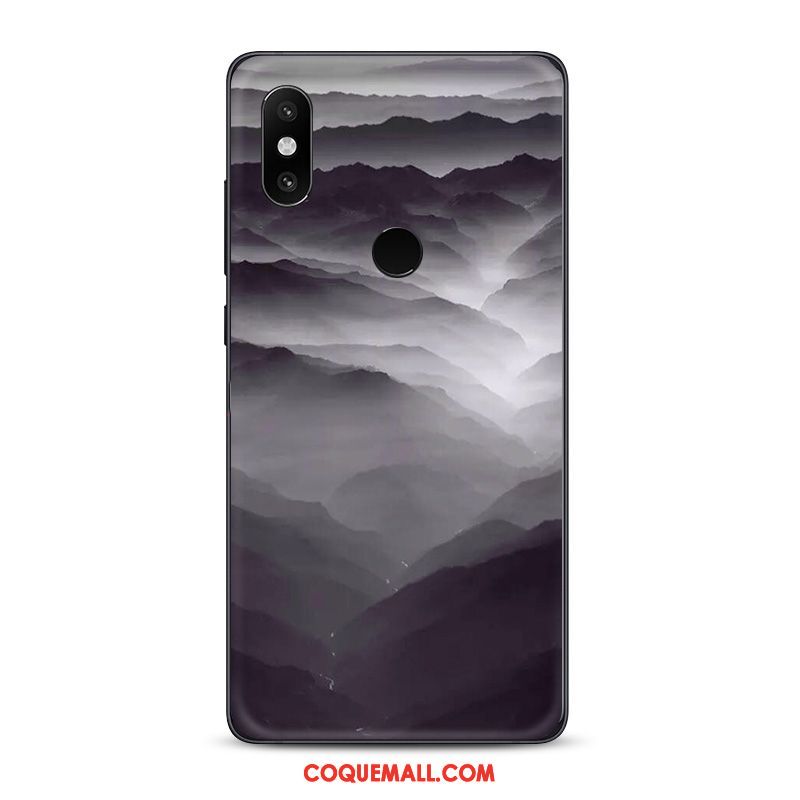 Étui Xiaomi Mi 8 Encre Tendance Téléphone Portable, Coque Xiaomi Mi 8 Style Chinois Fluide Doux Beige