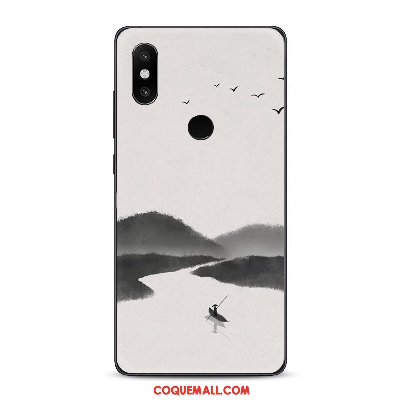 Étui Xiaomi Mi 8 Encre Tendance Téléphone Portable, Coque Xiaomi Mi 8 Style Chinois Fluide Doux Beige