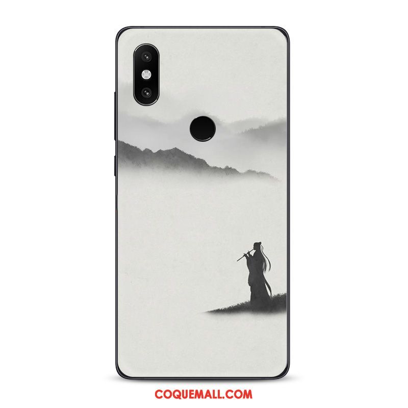 Étui Xiaomi Mi 8 Encre Tendance Téléphone Portable, Coque Xiaomi Mi 8 Style Chinois Fluide Doux Beige