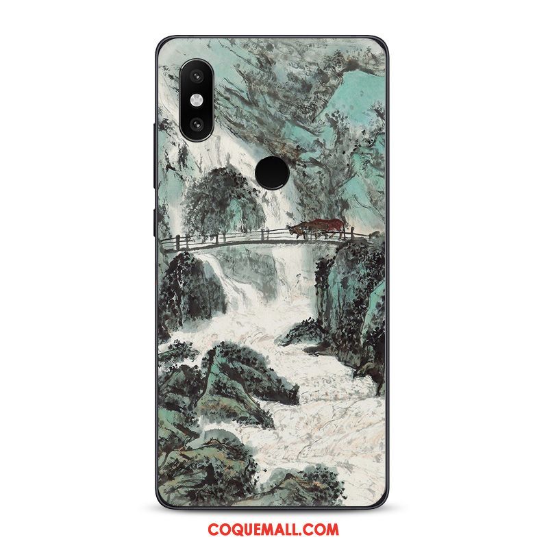 Étui Xiaomi Mi 8 Encre Tendance Téléphone Portable, Coque Xiaomi Mi 8 Style Chinois Fluide Doux Beige