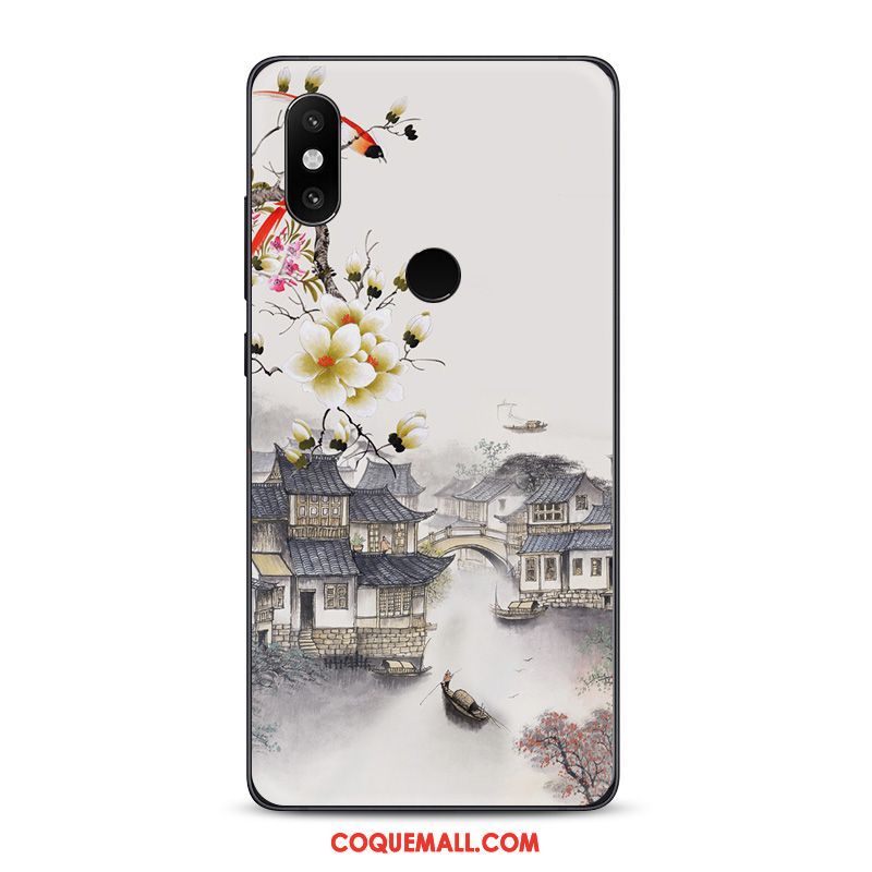 Étui Xiaomi Mi 8 Encre Tendance Téléphone Portable, Coque Xiaomi Mi 8 Style Chinois Fluide Doux Beige