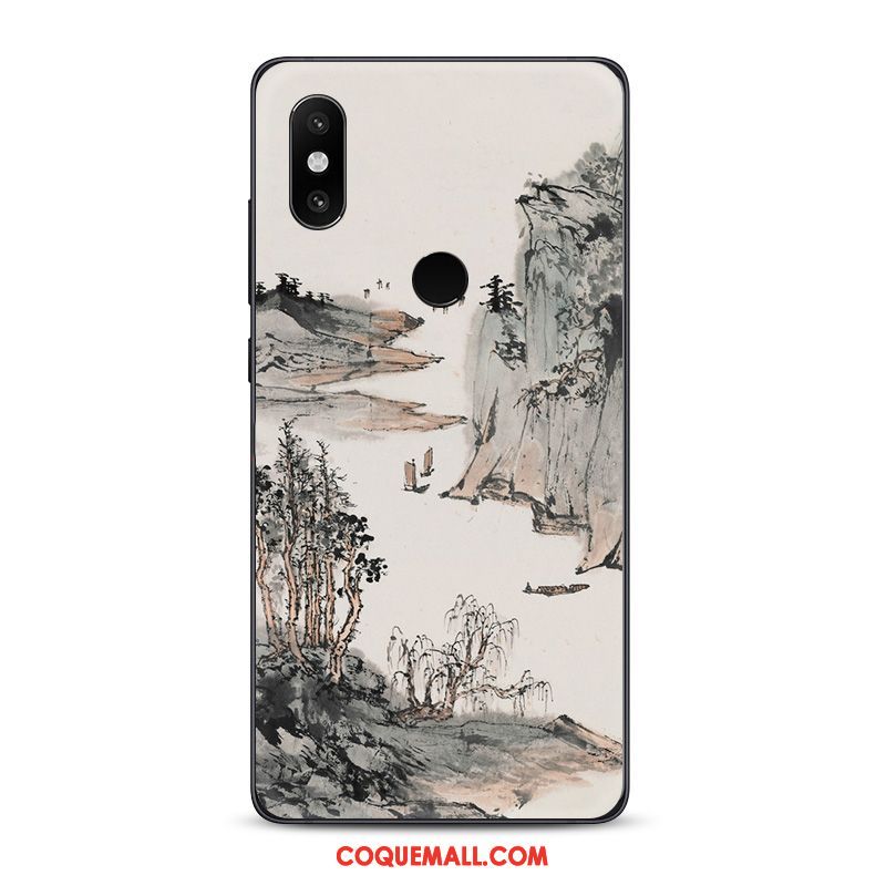 Étui Xiaomi Mi 8 Encre Tendance Téléphone Portable, Coque Xiaomi Mi 8 Style Chinois Fluide Doux Beige