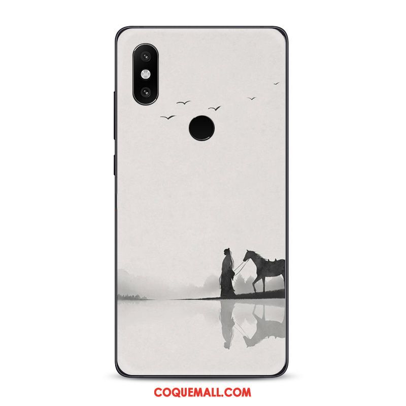 Étui Xiaomi Mi 8 Encre Tendance Téléphone Portable, Coque Xiaomi Mi 8 Style Chinois Fluide Doux Beige