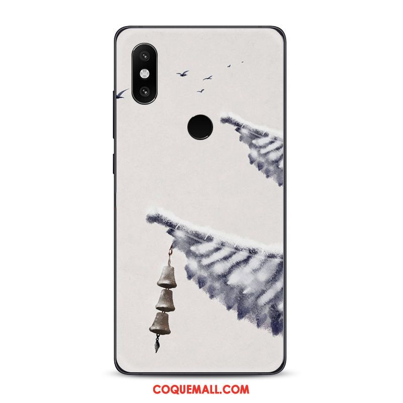 Étui Xiaomi Mi 8 Encre Tendance Téléphone Portable, Coque Xiaomi Mi 8 Style Chinois Fluide Doux Beige