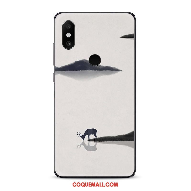 Étui Xiaomi Mi 8 Encre Tendance Téléphone Portable, Coque Xiaomi Mi 8 Style Chinois Fluide Doux Beige