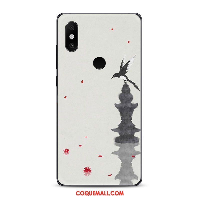 Étui Xiaomi Mi 8 Encre Tendance Téléphone Portable, Coque Xiaomi Mi 8 Style Chinois Fluide Doux Beige