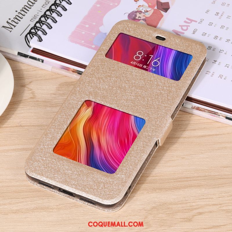 Étui Xiaomi Mi 8 Incassable Silicone Protection, Coque Xiaomi Mi 8 Clamshell Étui En Cuir Beige