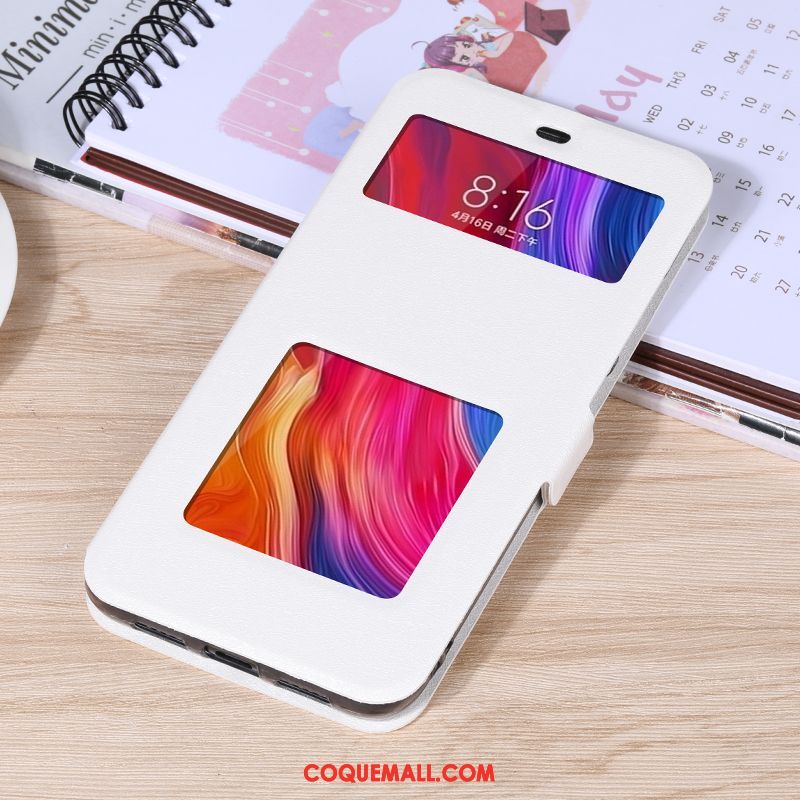 Étui Xiaomi Mi 8 Incassable Silicone Protection, Coque Xiaomi Mi 8 Clamshell Étui En Cuir Beige