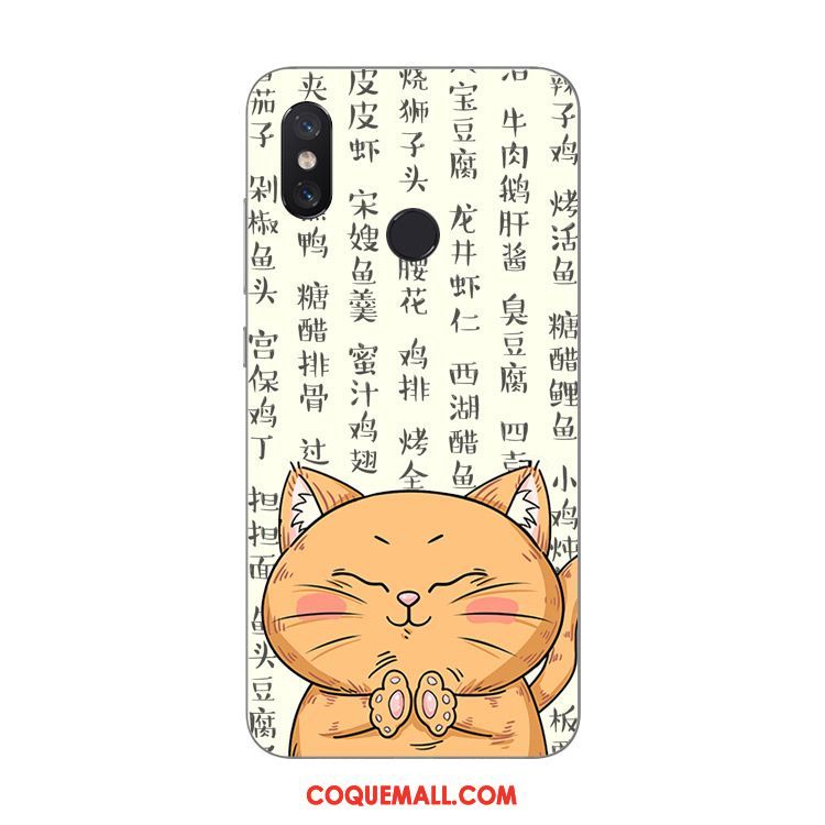 Étui Xiaomi Mi 8 Jaune Chat Fluide Doux, Coque Xiaomi Mi 8 Petit Amoureux Beige