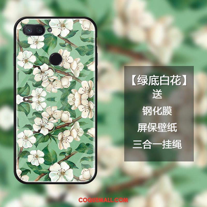 Étui Xiaomi Mi 8 Lite Art Créatif Téléphone Portable, Coque Xiaomi Mi 8 Lite Fleur Sentir Beige