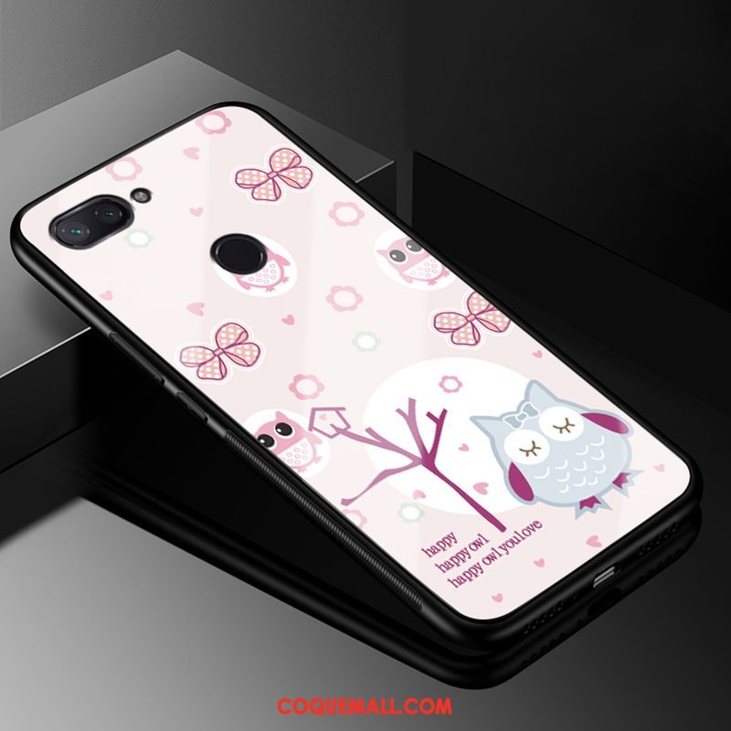 Étui Xiaomi Mi 8 Lite Britanique Bleu Silicone, Coque Xiaomi Mi 8 Lite Dessin Animé Verre Beige