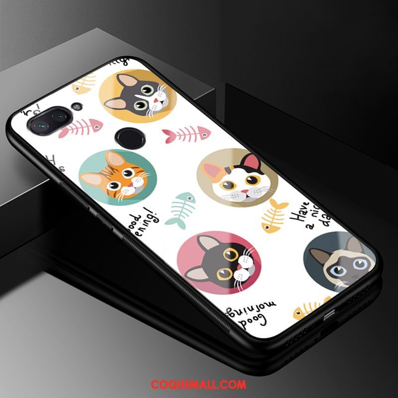 Étui Xiaomi Mi 8 Lite Britanique Bleu Silicone, Coque Xiaomi Mi 8 Lite Dessin Animé Verre Beige