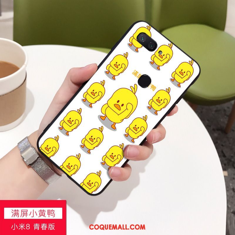 Étui Xiaomi Mi 8 Lite Charmant Petit Dessin Animé, Coque Xiaomi Mi 8 Lite Jeunesse Silicone Beige