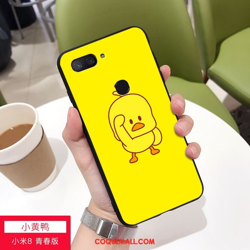 Étui Xiaomi Mi 8 Lite Charmant Petit Dessin Animé, Coque Xiaomi Mi 8 Lite Jeunesse Silicone Beige