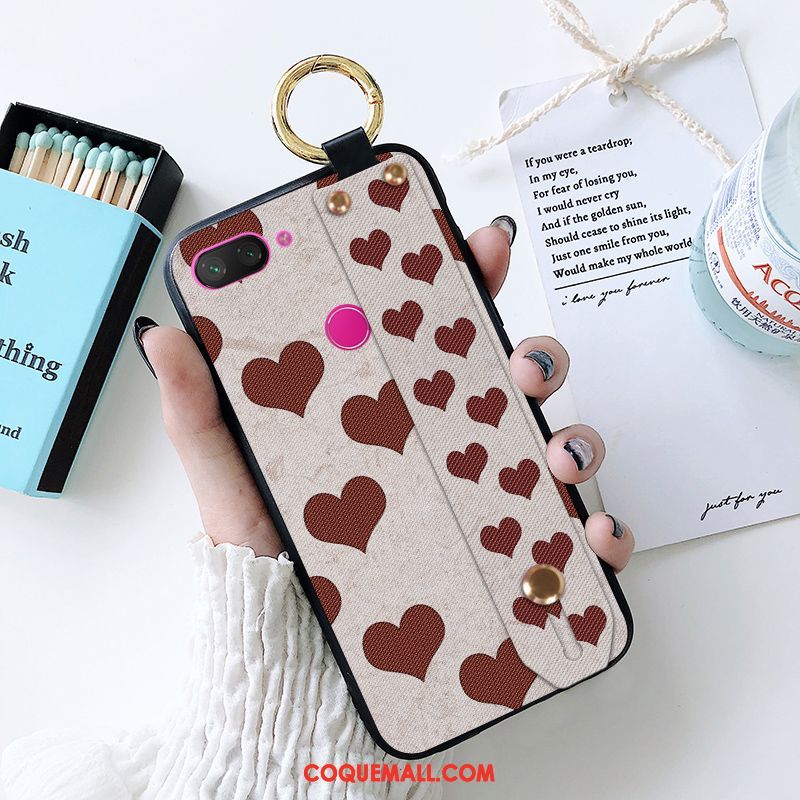 Étui Xiaomi Mi 8 Lite Créatif Simple Vintage, Coque Xiaomi Mi 8 Lite Amour Fluide Doux Beige