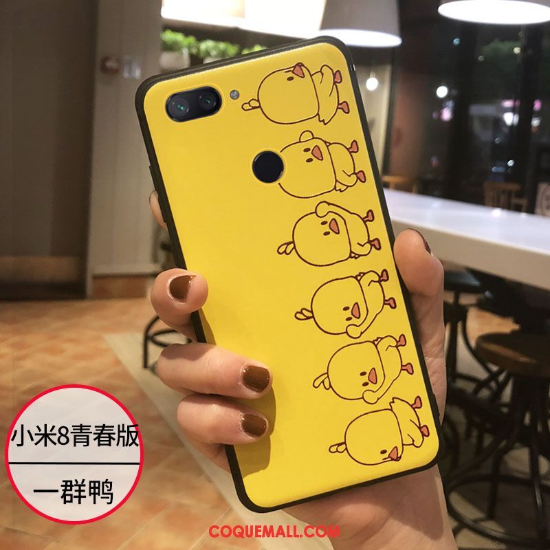 Étui Xiaomi Mi 8 Lite Cœur Incassable Silicone, Coque Xiaomi Mi 8 Lite Fluide Doux Charmant Beige