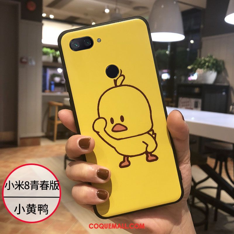 Étui Xiaomi Mi 8 Lite Cœur Incassable Silicone, Coque Xiaomi Mi 8 Lite Fluide Doux Charmant Beige