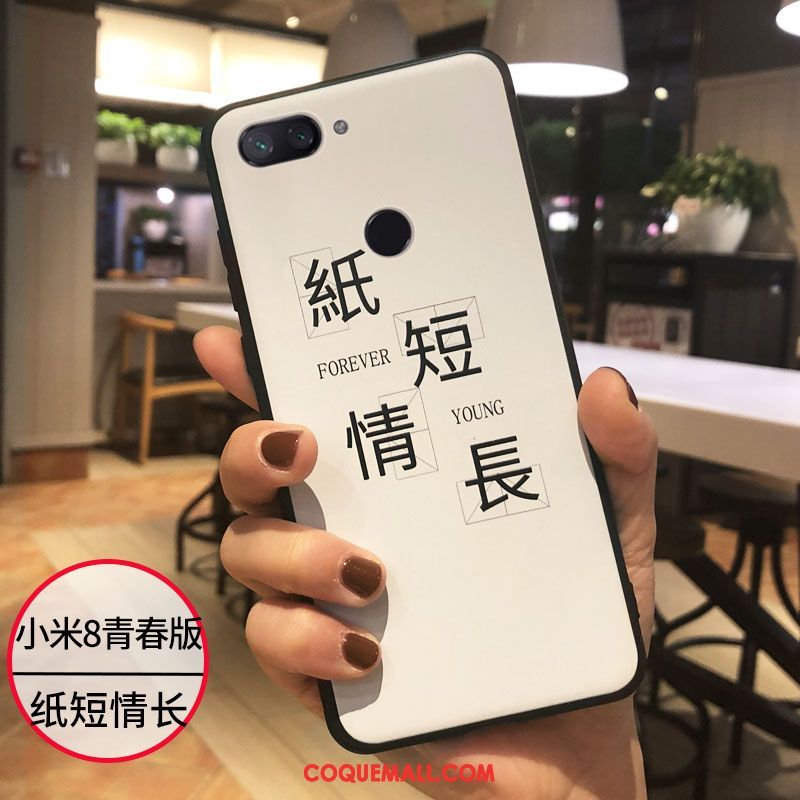 Étui Xiaomi Mi 8 Lite Cœur Incassable Silicone, Coque Xiaomi Mi 8 Lite Fluide Doux Charmant Beige