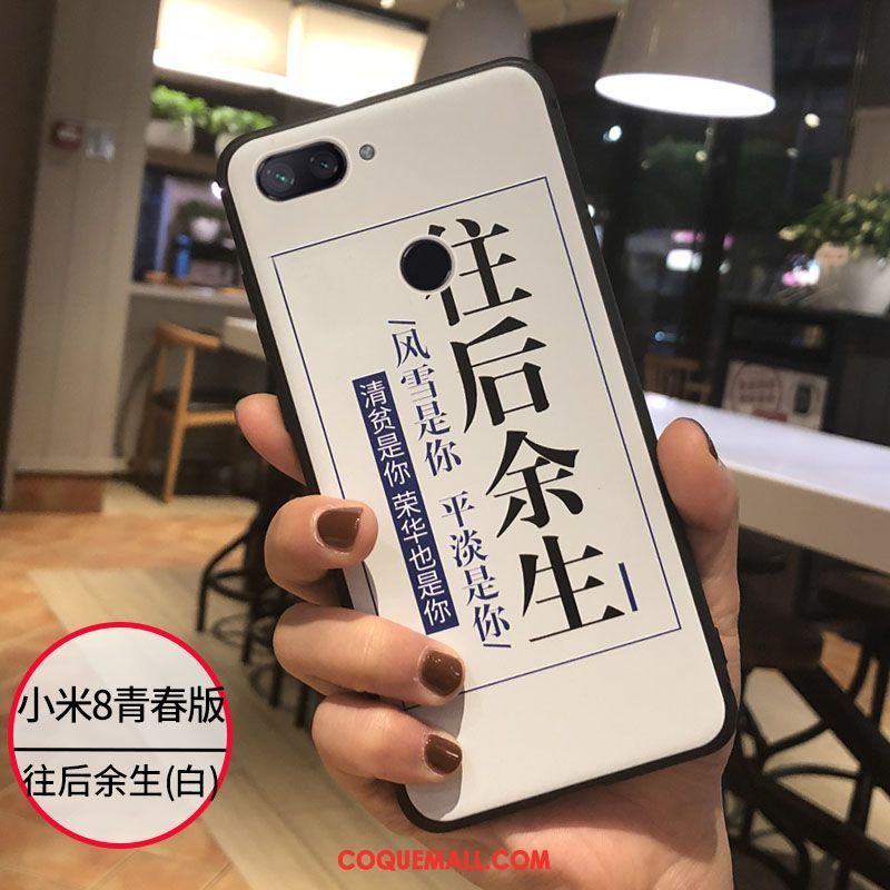 Étui Xiaomi Mi 8 Lite Cœur Incassable Silicone, Coque Xiaomi Mi 8 Lite Fluide Doux Charmant Beige