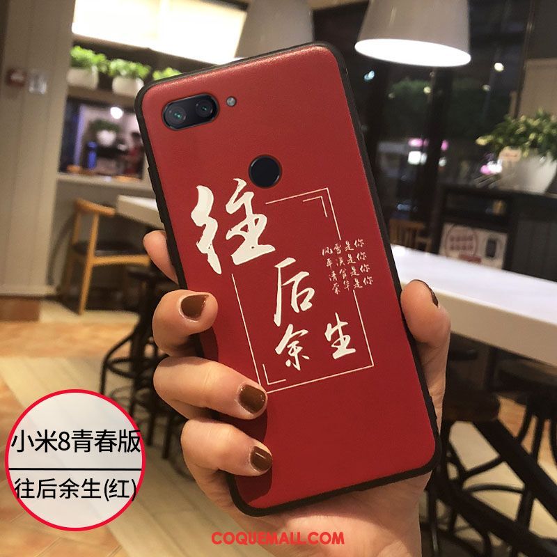 Étui Xiaomi Mi 8 Lite Cœur Incassable Silicone, Coque Xiaomi Mi 8 Lite Fluide Doux Charmant Beige