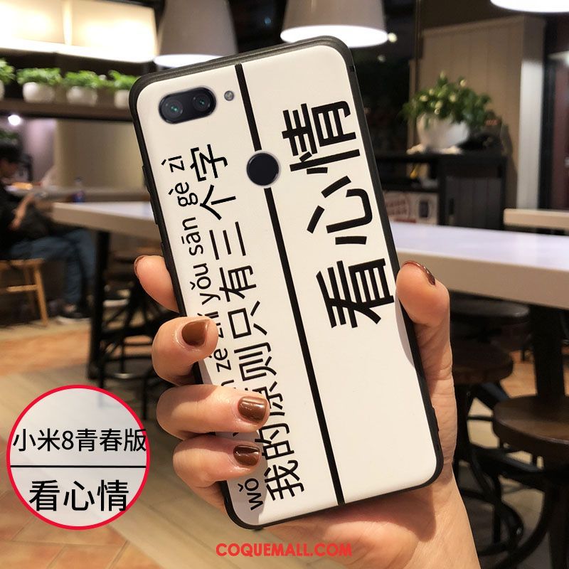 Étui Xiaomi Mi 8 Lite Cœur Incassable Silicone, Coque Xiaomi Mi 8 Lite Fluide Doux Charmant Beige