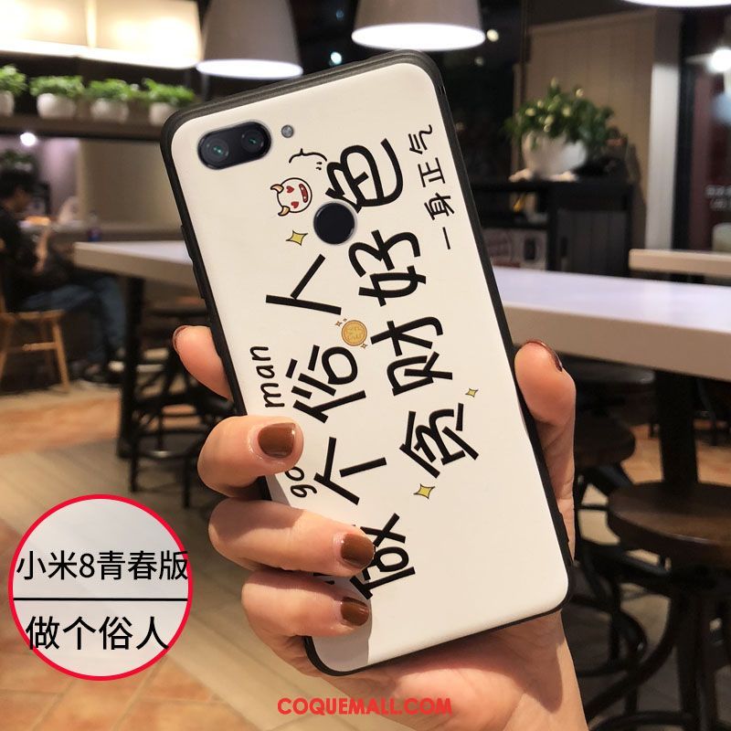 Étui Xiaomi Mi 8 Lite Cœur Incassable Silicone, Coque Xiaomi Mi 8 Lite Fluide Doux Charmant Beige