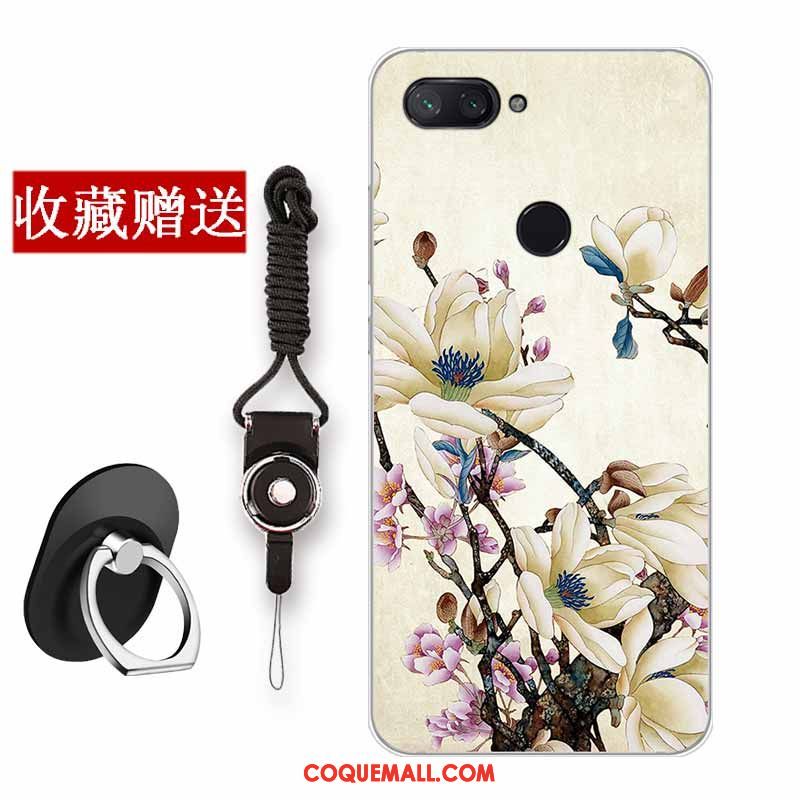 Étui Xiaomi Mi 8 Lite Fleur Petit Tout Compris, Coque Xiaomi Mi 8 Lite Silicone Téléphone Portable Beige