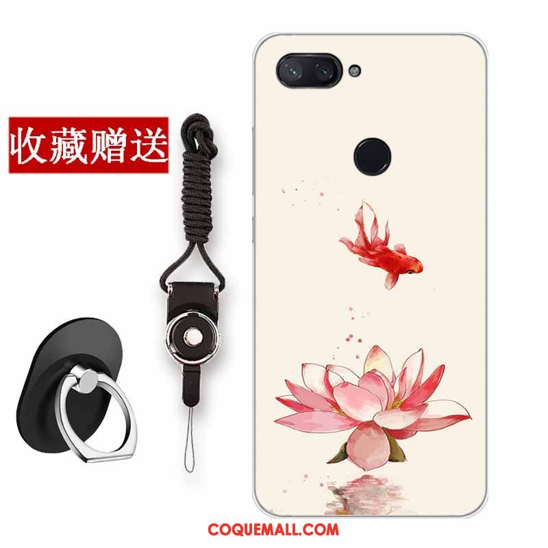 Étui Xiaomi Mi 8 Lite Fleur Petit Tout Compris, Coque Xiaomi Mi 8 Lite Silicone Téléphone Portable Beige