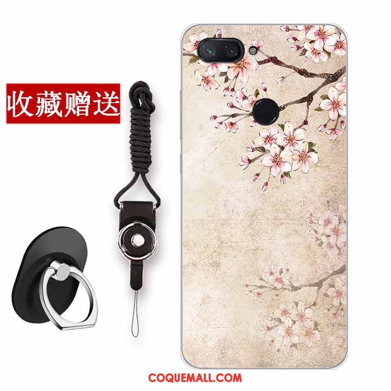 Étui Xiaomi Mi 8 Lite Fleur Petit Tout Compris, Coque Xiaomi Mi 8 Lite Silicone Téléphone Portable Beige