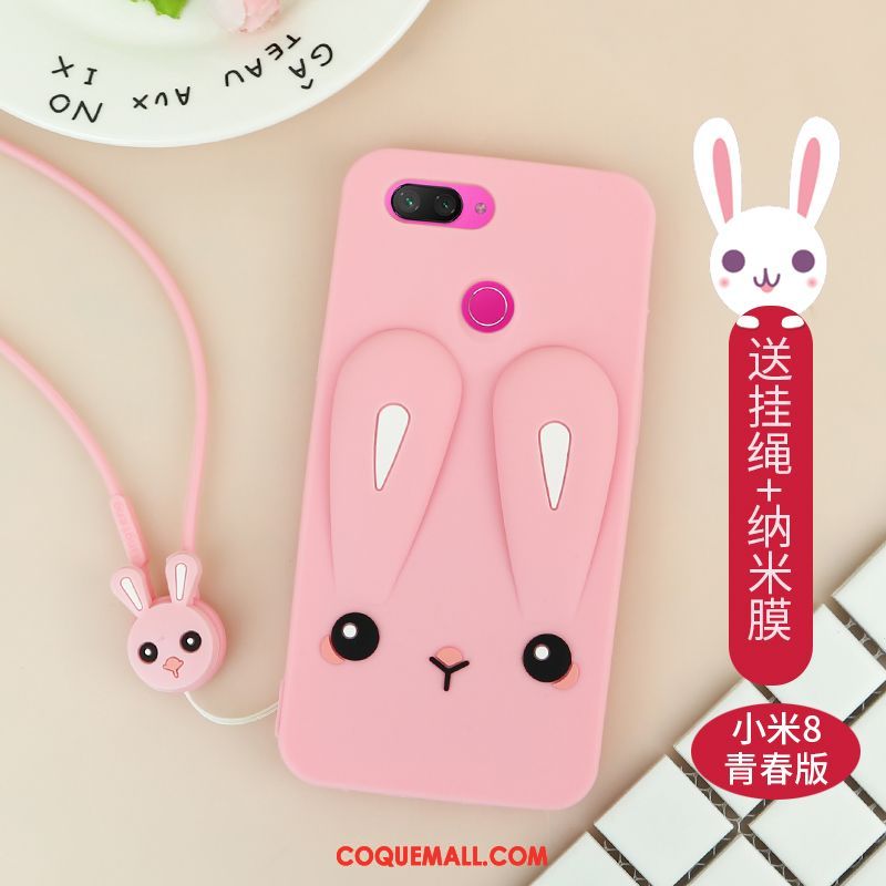 Étui Xiaomi Mi 8 Lite Incassable Silicone Petit, Coque Xiaomi Mi 8 Lite Net Rouge Nouveau Beige