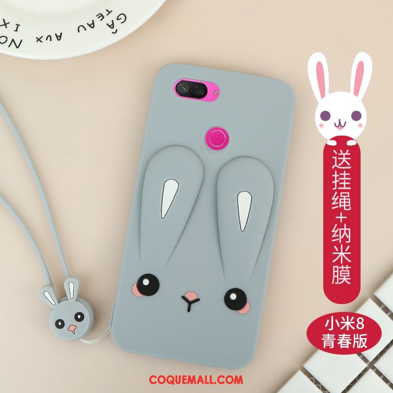 Étui Xiaomi Mi 8 Lite Incassable Silicone Petit, Coque Xiaomi Mi 8 Lite Net Rouge Nouveau Beige