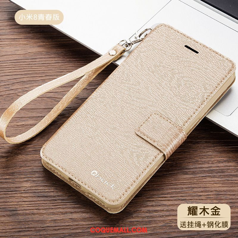 Étui Xiaomi Mi 8 Lite Jeunesse Bleu Incassable, Coque Xiaomi Mi 8 Lite Tout Compris Étui En Cuir Beige