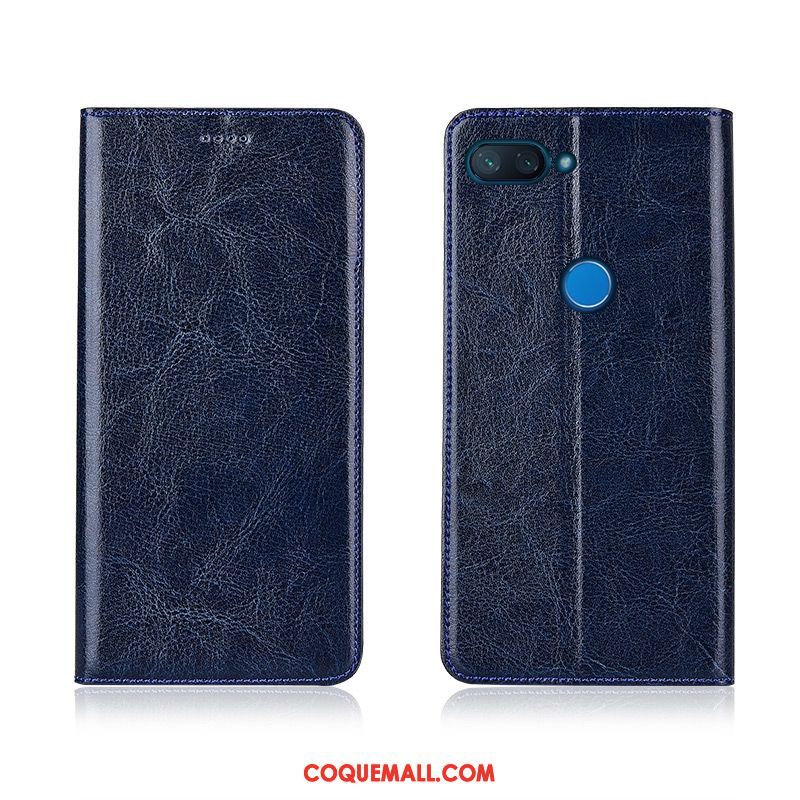 Étui Xiaomi Mi 8 Lite Modèle Fleurie Étui En Cuir Téléphone Portable, Coque Xiaomi Mi 8 Lite Tout Compris Cuir Véritable Beige