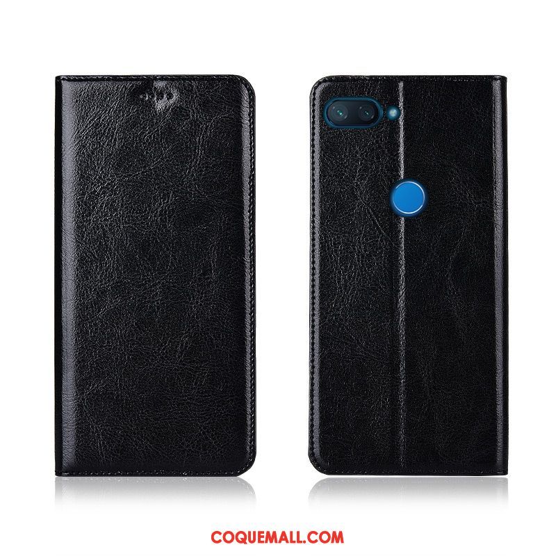 Étui Xiaomi Mi 8 Lite Modèle Fleurie Étui En Cuir Téléphone Portable, Coque Xiaomi Mi 8 Lite Tout Compris Cuir Véritable Beige