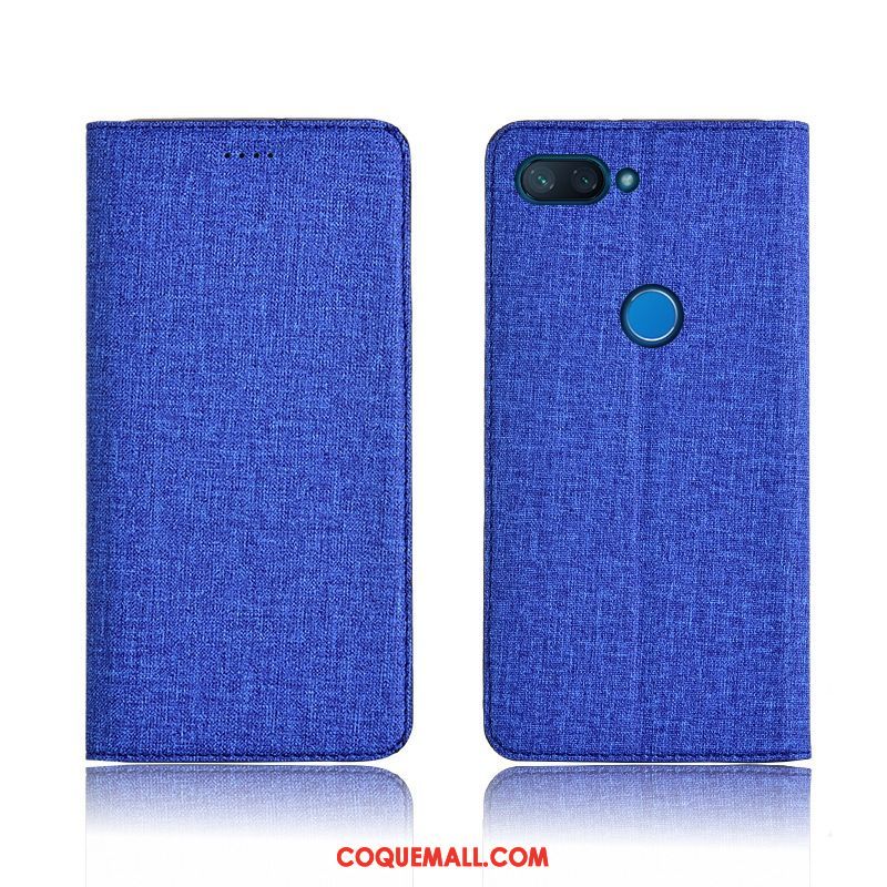 Étui Xiaomi Mi 8 Lite Nouveau Étui En Cuir Protection, Coque Xiaomi Mi 8 Lite Lin Modèle Fleurie Beige