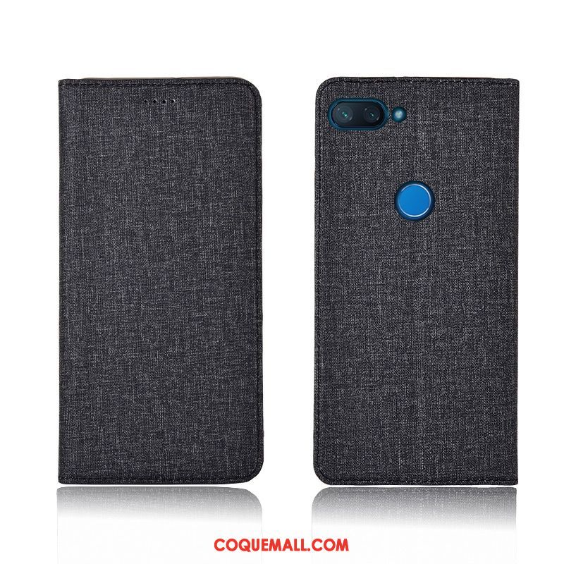 Étui Xiaomi Mi 8 Lite Nouveau Étui En Cuir Protection, Coque Xiaomi Mi 8 Lite Lin Modèle Fleurie Beige